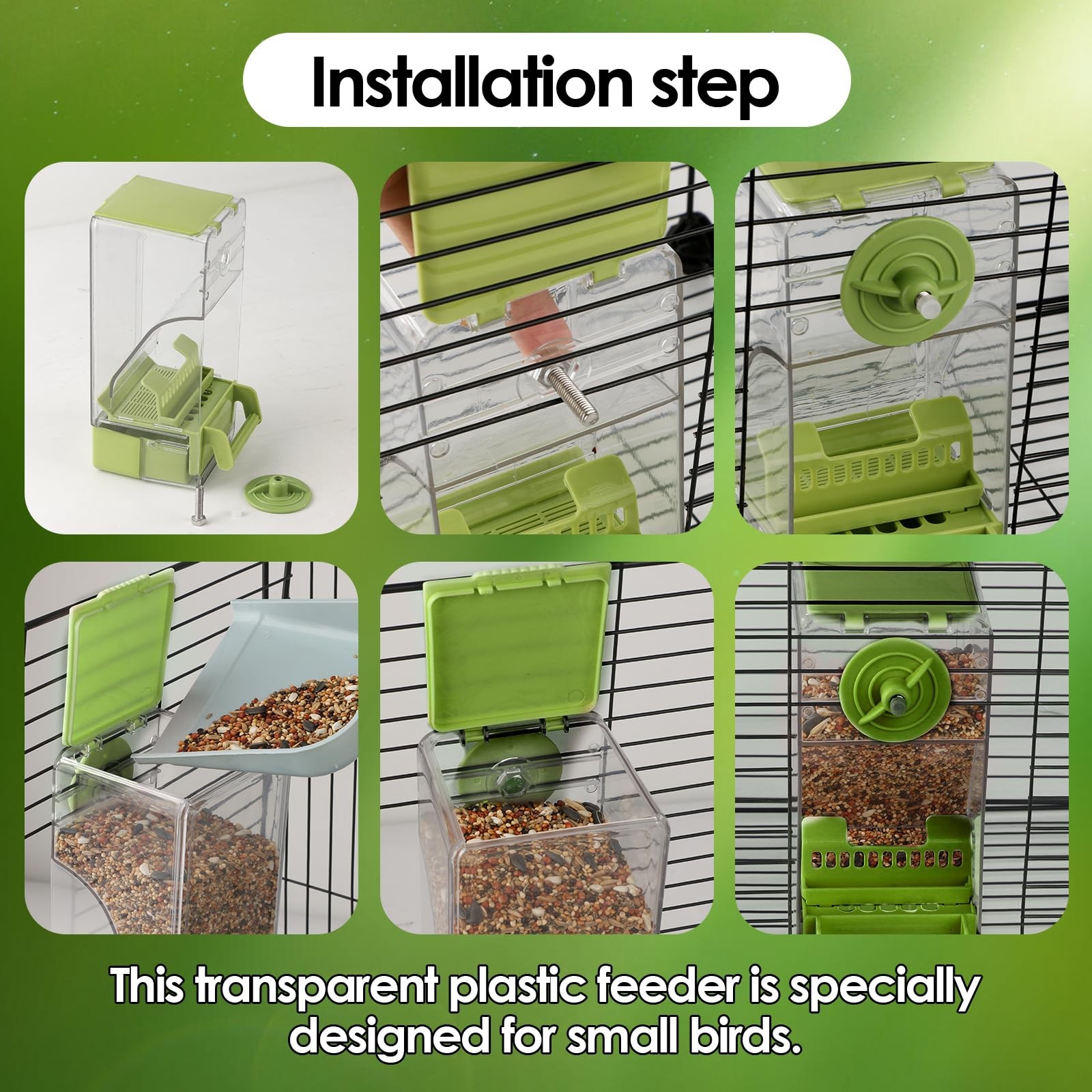 Bird Feeder No Mess 2PCS Automatic Clear Bird Seed Food Container Acrylic Par...