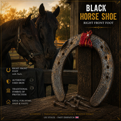 Black Horse Shoe Kala Ghode di Naal Iron Hindu Lucky Shani Dev Evil Eye Shield