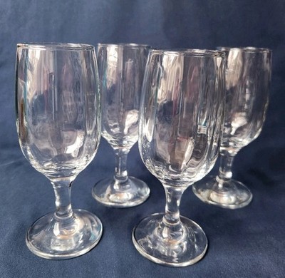 Ribbed Pasabahce Wine Glasses, Champagne Flute Set of 4 Marked ''P'' 