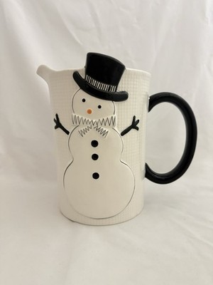 Potter's Studio 3D Happy Snowman 8 1/2  Ceramic Pitcher Winter Christmas