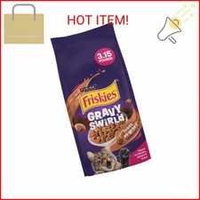 Purina Friskies Dry Cat Food Gravy Swirl'd With Flavors of Chicken, Salmon and G