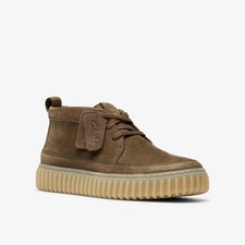 Clarks Mens TORHILL LACE HI Khaki Nubuck Leather Boots