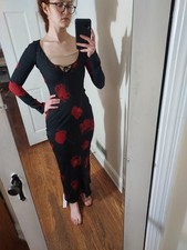 Realisation Par Medium Euphoria Noir Black Red Floral The Selma Maxi Dress