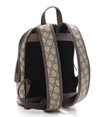 GUCCI GG Supreme Monogram Web Small Ophidia Day Backpack Brown Bag