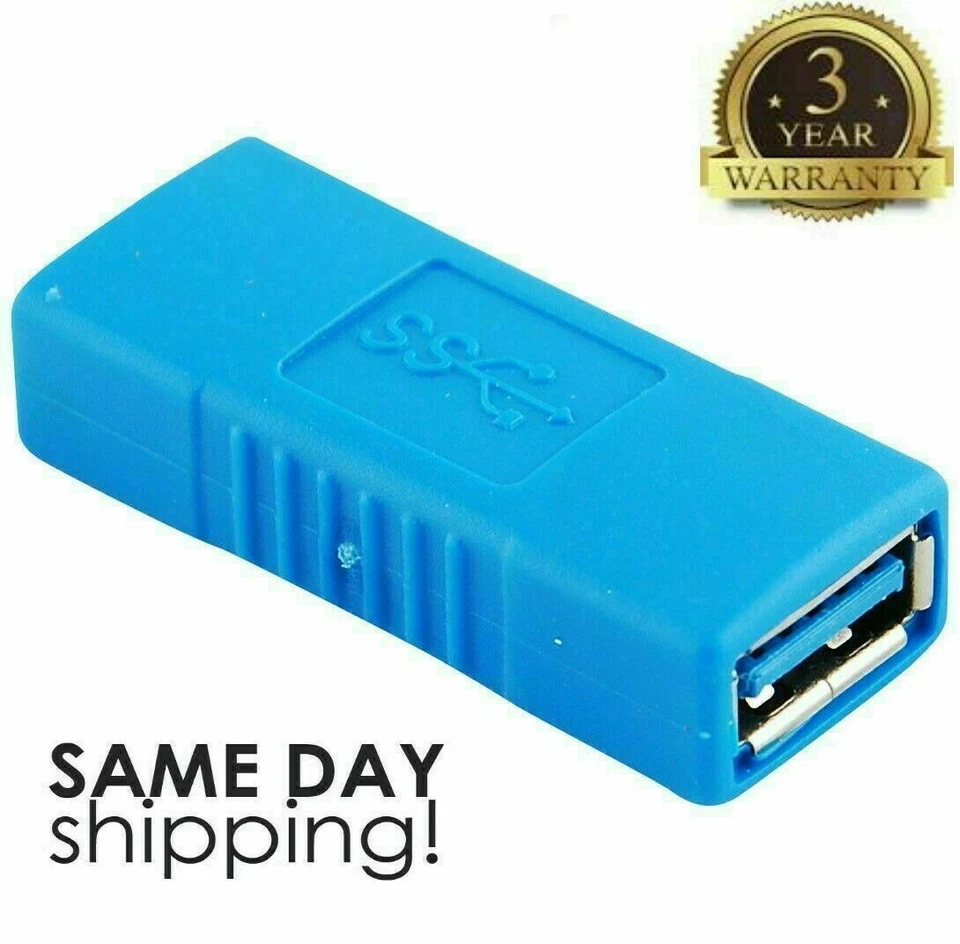 2-PACK USB 3.0 Type A Female to Female Adapter Coupler Gender Changer Connector - Image 2 of 2