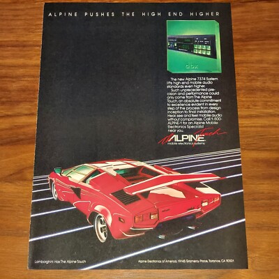 ALPINE TOUCH and LAMBORGHINI COUNTACH PRINT AD MAGAZINE ADVERTISEMENT HIGH END