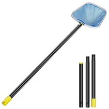 Swimming Pool Leaf Skimmer Net with adjustable 4.5' ft long Pole + Fine Mesh Net