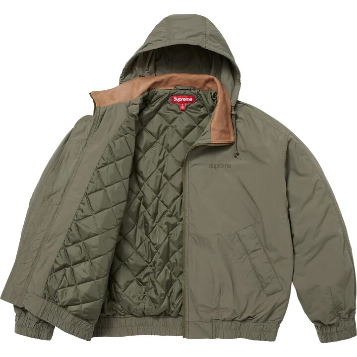 Supreme Leather Collar Utility Jacket Olive | eBay