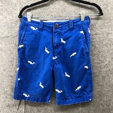 Abercrombie Kids Boys Size 12 Chino Shorts Blue Whale Embroidered Flat Front