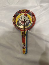 VTG US Metal Toy MFG. CO. Tin Clown Noise Maker Toy Made in USA Halloween