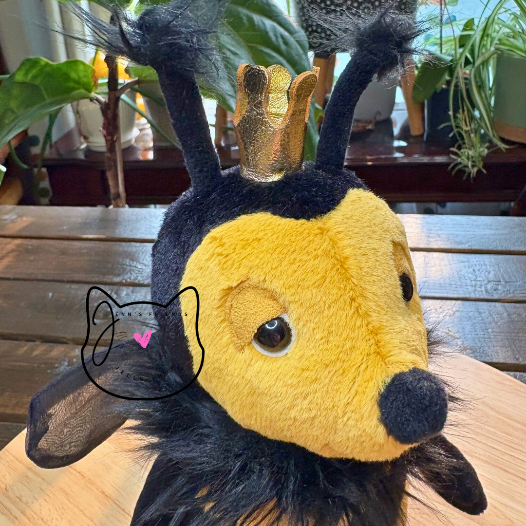 Jellycat QUEEN BEE New BNWT RETIRED 2021 Soft Plush Crown Stripe