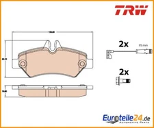 Brake pad set, disc brake TRW GDB2076 for Mercedes-Benz