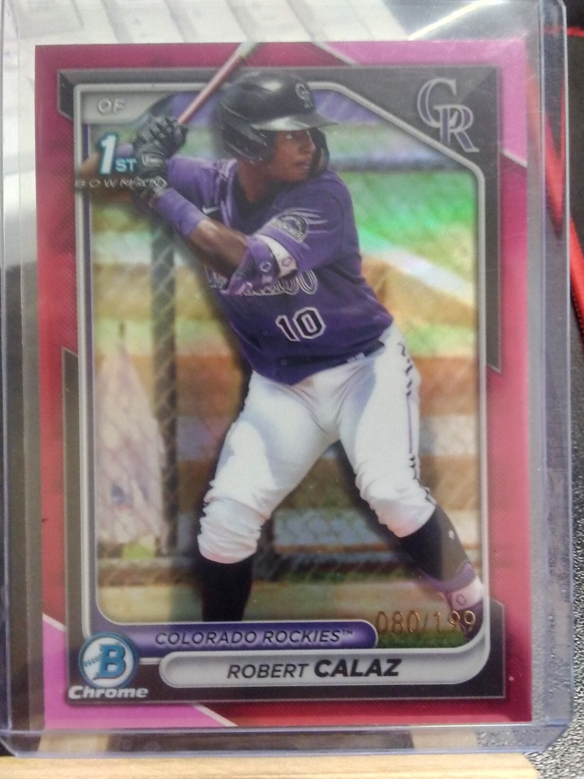 2024 Bowman Chrome 1st Fuschia #BCP-131 Robert Calaz /199 -Colorado Rockies-