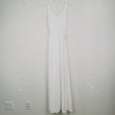Show Me Your Mumu Kendall Side Slit Chiffon Maxi Dress S NWT Ivory Crisp White
