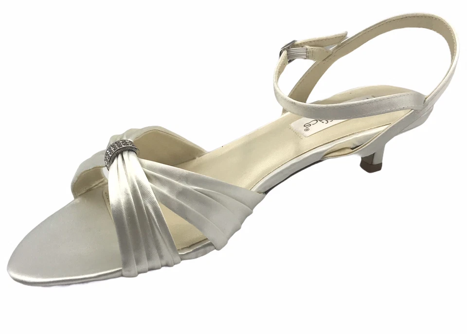 Zapatos para mujer Coloriffics sandalias teñibles blancas con tacón de gatito Andie Foto 3 de 4