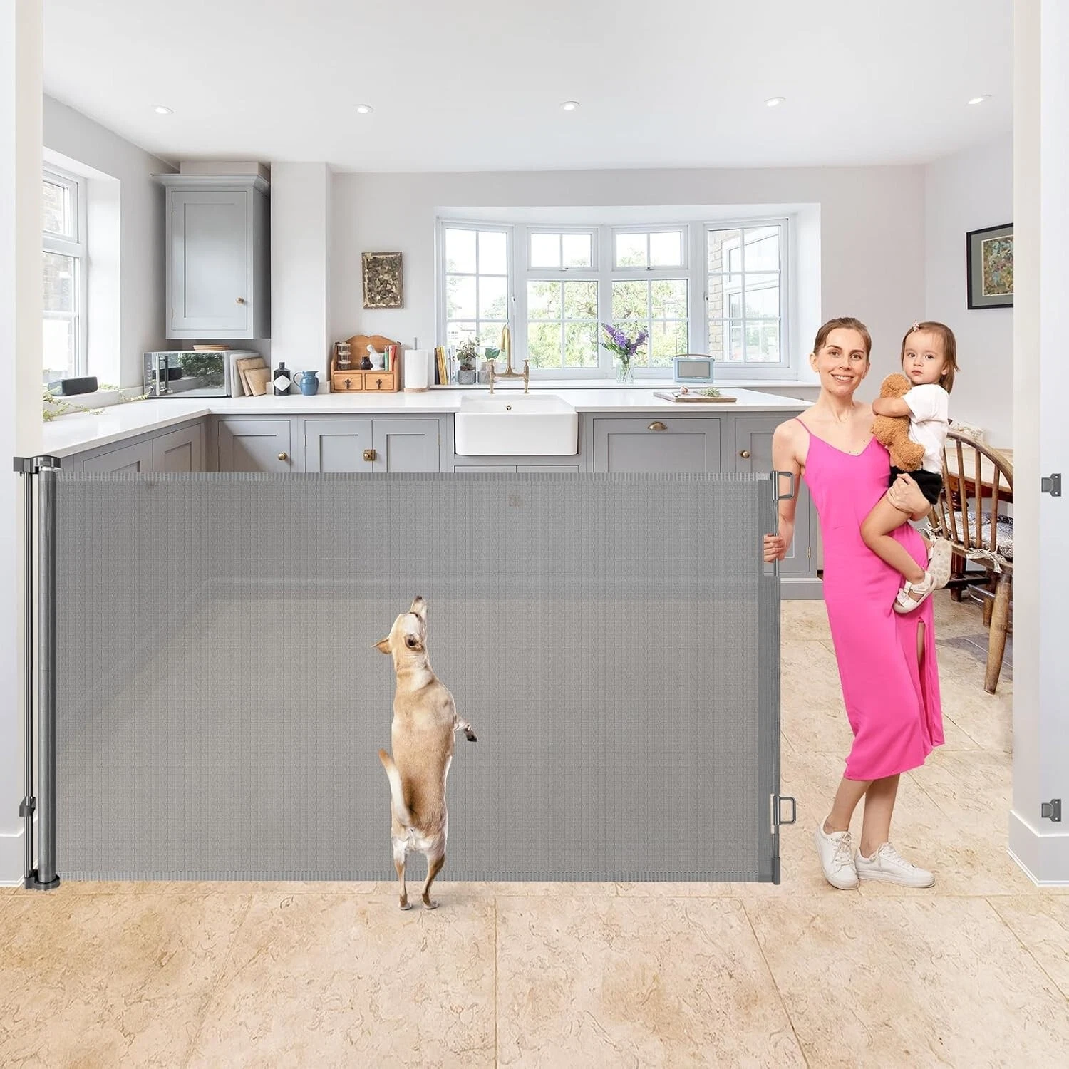 KISKIZ 42" Tall X 120" Wide Retractable Baby Dog Gate Extra Wide Indoor Outdoor
Opens in a new windo