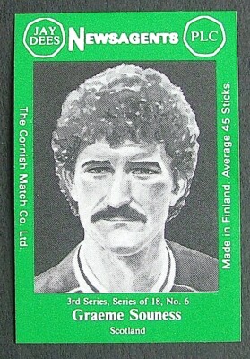 Matchbox Label Jay Dees Newsagents Football Graeme Souness Scotland ME555