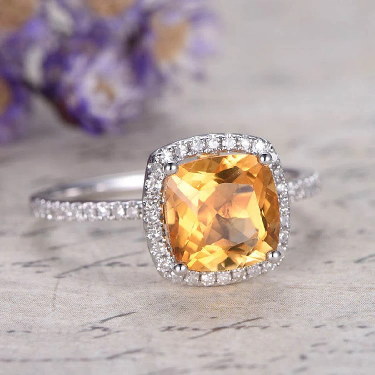 Diamond and shop citrine eternity band