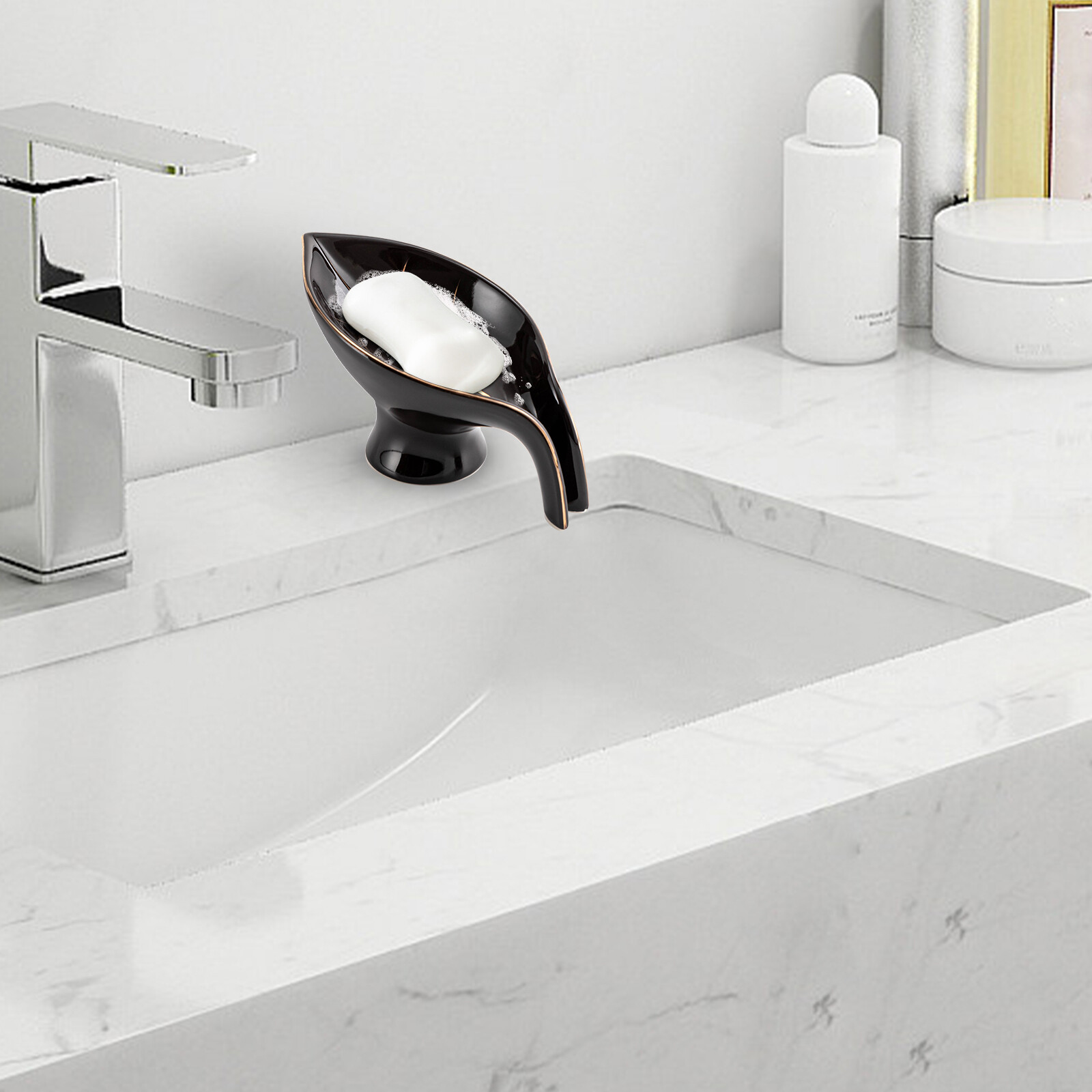 Soap Box Leaf Shaped Ceramic Soap Dish Soap Dish w/ Drainage No