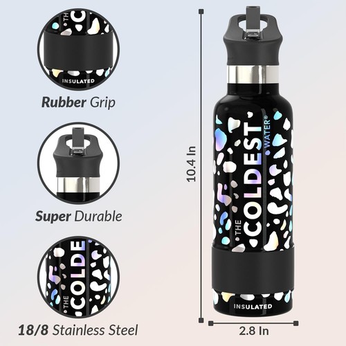 Coldest Insulated Kids Water Bottle 21 oz - Leak-Proof, Straw Lid, Moonlight ... - Picture 7 of 11