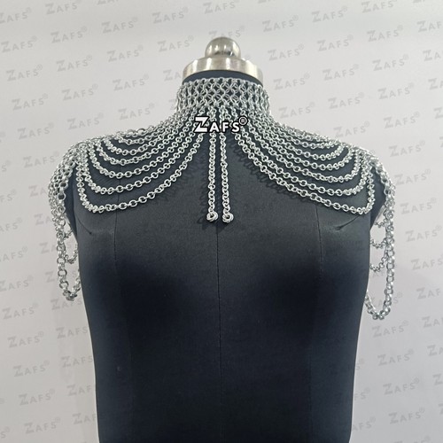 Chainmail Collar Shoulder Desgine Collar Top for LARP Ren Faire & Cosplay - Picture 7 of 8