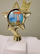 Frisbee or Disc Golf trophy award, with your engraving, about 7" tall