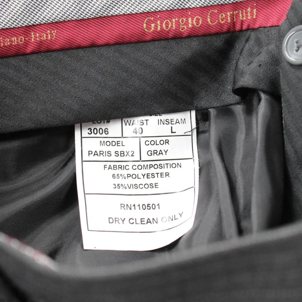 Pantalones de vestir Giorgio Cerruti para hombre talla 40 x 46 Super 150 gris dobladillo sin terminar nuevos con etiquetas Foto 4 de 4