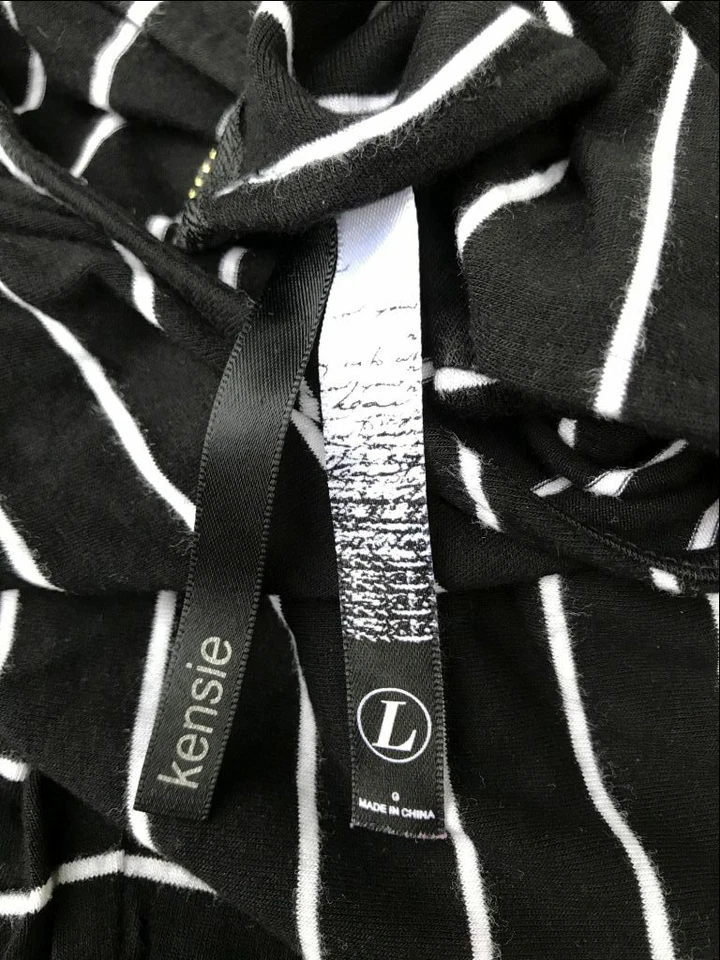 Vestido para mujer Kensie a rayas negro/blanco sin mangas talla L grande Foto 3 de 4