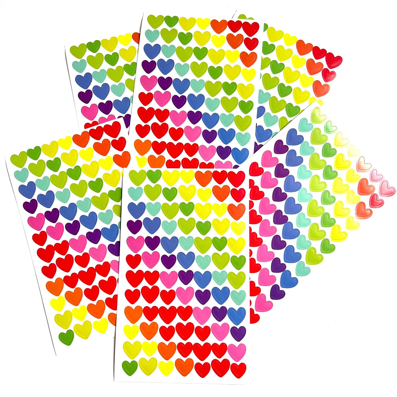 Mini Rainbow Heart Stickers 6 Sheets Valentine Scrapbooking Junk Journal Cards