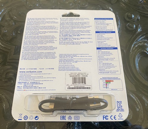 Verbatim 53177 Store 'n' Go Portable Hard Drive 2 TB USB 3.0 SUPERSPEED - Picture 3 of 3