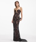 self portrait black Rhinestone Lace Maxi Dress $1095 UK 10, US 6