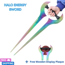 NEW HALO TITANIUM COLOR FULL SIZE COVENANT ENERGY PLASMA SWORD PROP W/ PLAQUE