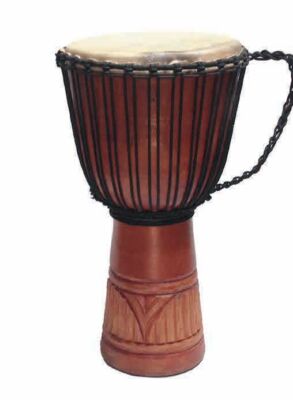 DJEMBE STANDARD Großes Modell aus Mahagoni, Durchmesser 32 cm, Höhe 63 cm - Ethno