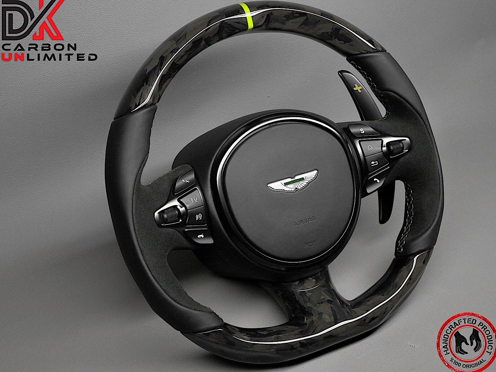 Aston Martin DBS DB11 Vantage AMR Green Ring Gloss Forged Carbon Steering Wheel