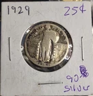 1925 Standing Liberty Quarter 90% Silver 25c US Type Coin Collectible