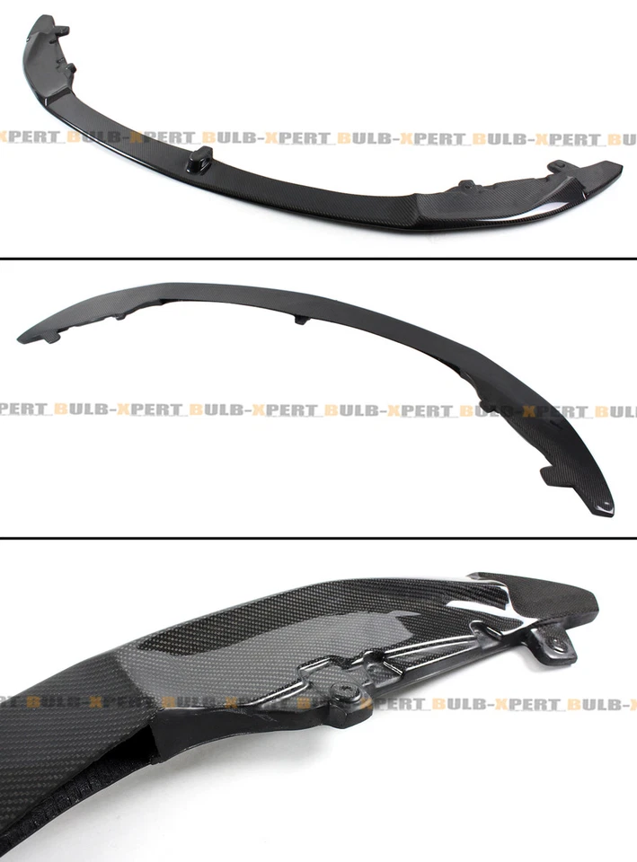 Para BMW M3 M4 15-19 fibra de carbono 3 piezas parachoques delantero alerón labial con kit de divisores Foto 3 de 4
