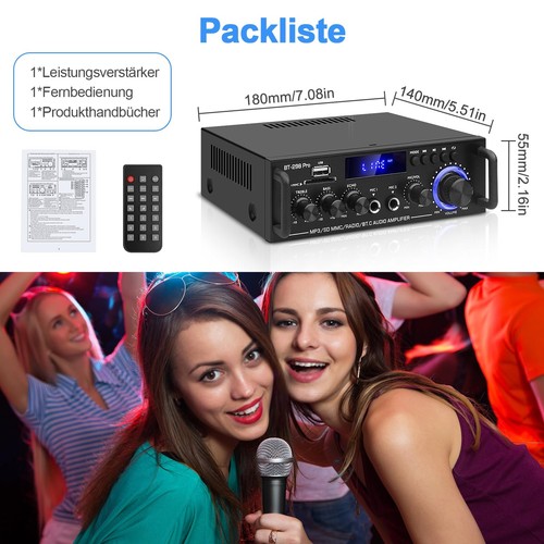 Bluetooth Mini Verstärker HiFi Power Audio Stereo Bass AUX USB MP3 FM Auto SD - Bild 8 von 20