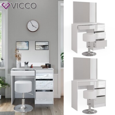Schminktisch Frisiertisch Frisierkommode Weiß Schminkspiegel Hocker 90x75 Vicco