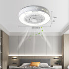 Remote Led Ceiling Fan Light Enclosed Chandelier Fan Lamp Dimmable 3 Speed Fan