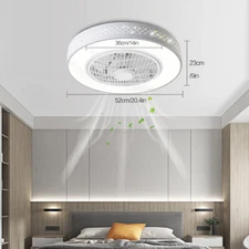 Remote LED Ceiling Fan Light Enclosed Chandelier Fan Lamp Dimmable 3 Speed Fan