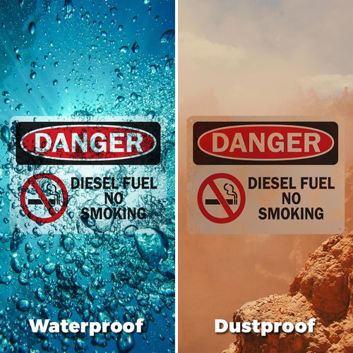 (2 Pack) Diesel Fuel No Smoking with Graphic OSHA Danger Sign Decal Metal - Foto 6 di 22