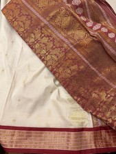 Beautiful RED border WHITE saree