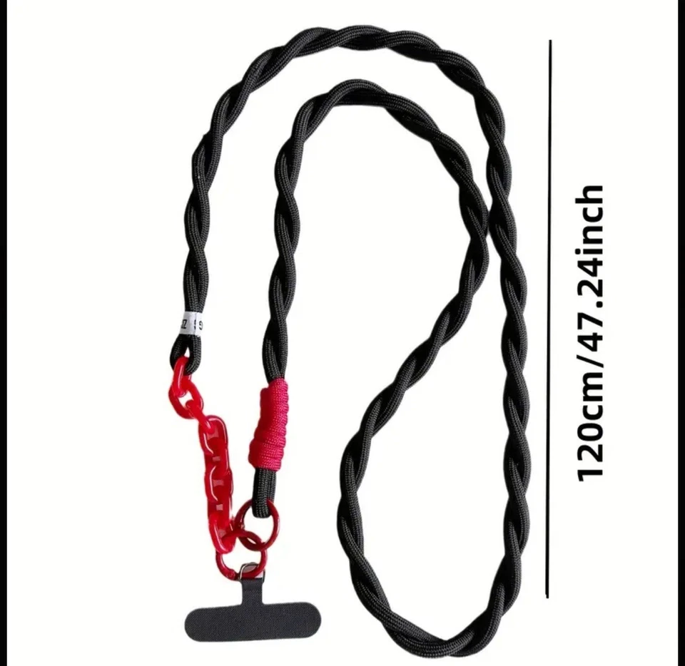 Lange Handykette- Schwarz und Rot-Lanyard- Umhänge Band-Anti-Verlust 120 cm - Bild 4 von 4