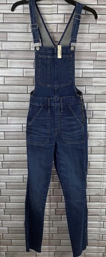 NEW! Madewell Denim Medium Wash Overalls w/ Raw Hem, Size XXS. Eco Collection
