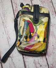 Sakroots Wallet Phone Holder Floral Birds Tropical Peace Zip Around