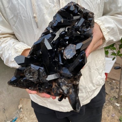 6lb Natural Black Smoky Quartz Crystal Cluster Raw Mineral Specimen