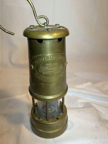 British Coal Mining Company Safety Lamp Wales UK Paraffin Brass - Picture 1 of 10
