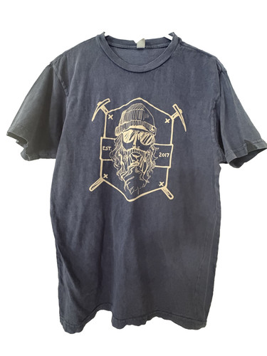Perrine Man Press T-Shirt Hand Drawn Screen Printed Pickaxe Inspired by Idaho M