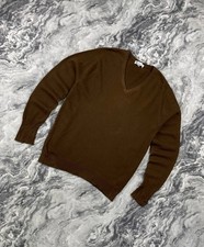 Loro Piana Knit V Neck Wool Lana Sweater Men Size 50 Brown