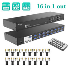MT-VIKI 16 port VGA KVM Switch 1920*1440 1U Rack Mount 16 in 1 out KVM Console